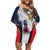 Custom United States Cricket Family Matching Off Shoulder Short Dress and Hawaiian Shirt USA Go Champions and Eagle Mascot Style