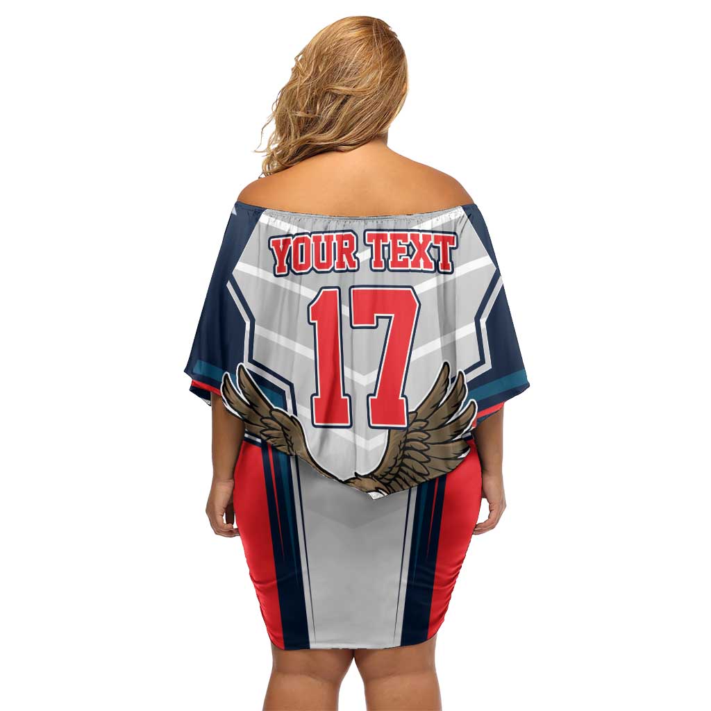 Custom United States Cricket Family Matching Off Shoulder Short Dress and Hawaiian Shirt USA Go Champions and Eagle Mascot Style