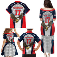 Custom United States Cricket Family Matching Puletasi and Hawaiian Shirt USA Go Champions and Eagle Mascot Style