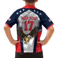 Custom United States Cricket Family Matching Short Sleeve Bodycon Dress and Hawaiian Shirt USA Go Champions and Eagle Mascot Style