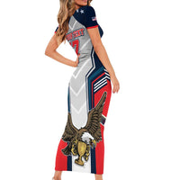 Custom United States Cricket Family Matching Short Sleeve Bodycon Dress and Hawaiian Shirt USA Go Champions and Eagle Mascot Style