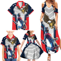Custom United States Cricket Family Matching Summer Maxi Dress and Hawaiian Shirt USA Go Champions and Eagle Mascot Style