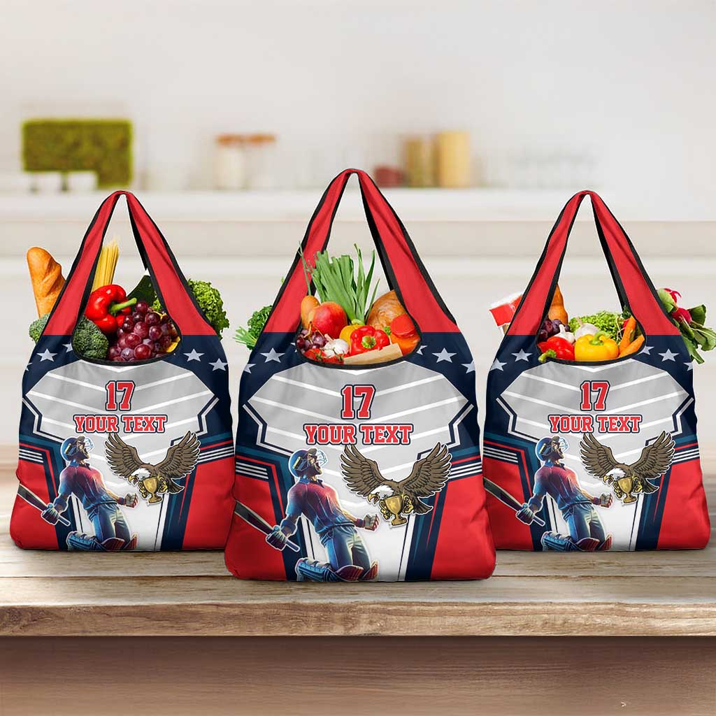 Custom United States Cricket Grocery Bag USA Go Champions and Eagle Mascot Style