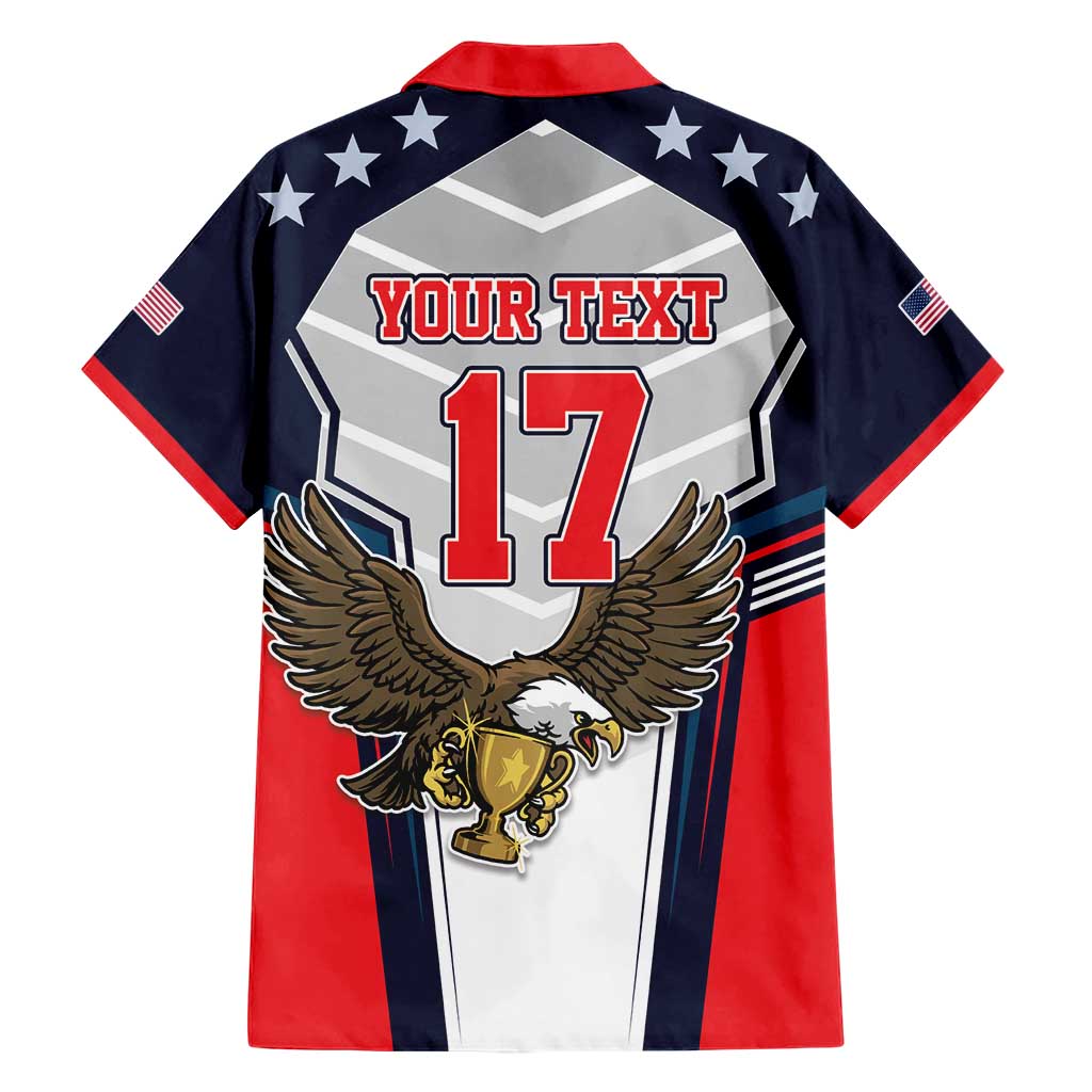 Custom United States Cricket Hawaiian Shirt USA Go Champions and Eagle Mascot Style