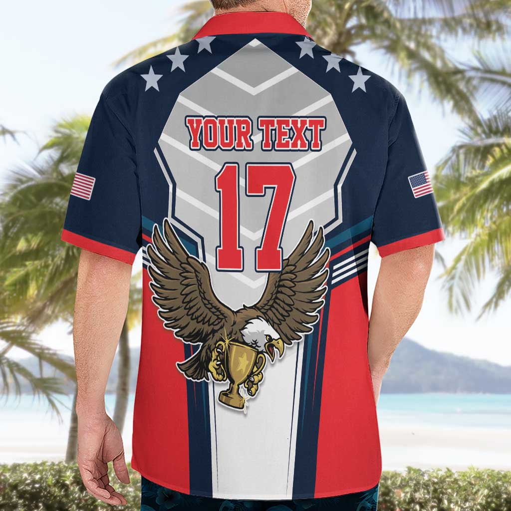 Custom United States Cricket Hawaiian Shirt USA Go Champions and Eagle Mascot Style