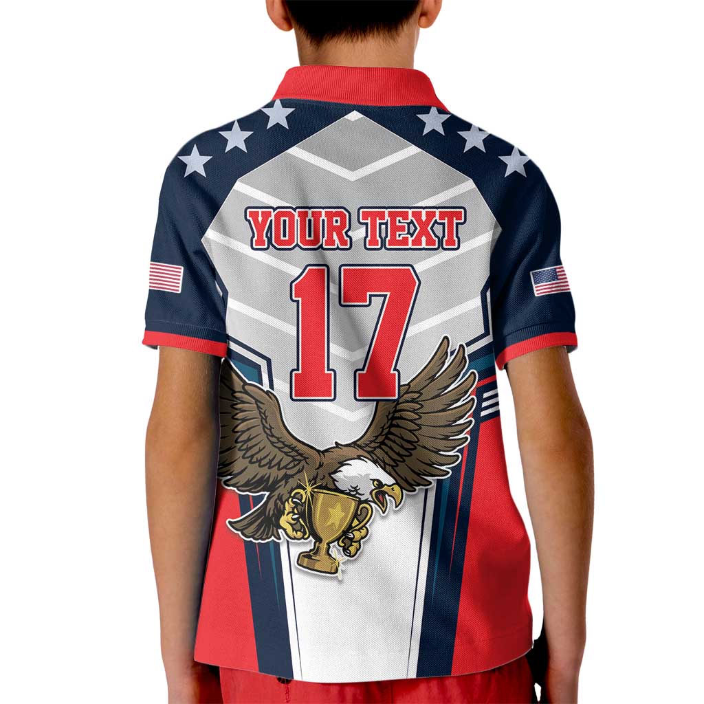 Custom United States Cricket Kid Polo Shirt USA Go Champions and Eagle Mascot Style
