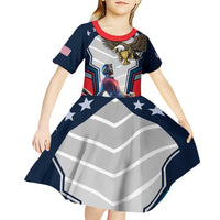 Custom United States Cricket Kid Short Sleeve Dress USA Go Champions and Eagle Mascot Style