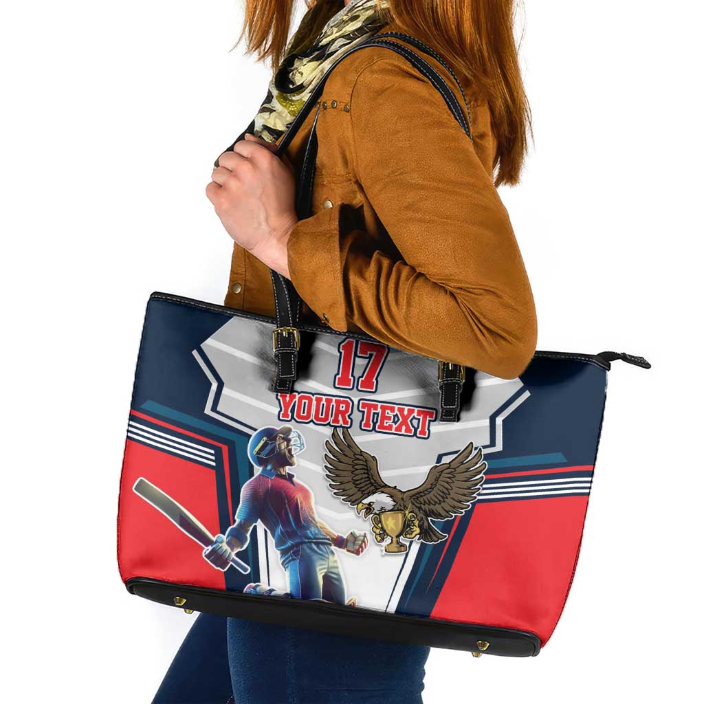 Custom United States Cricket Leather Tote Bag USA Go Champions and Eagle Mascot Style