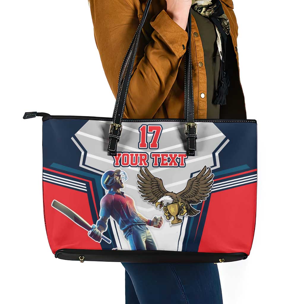 Custom United States Cricket Leather Tote Bag USA Go Champions and Eagle Mascot Style