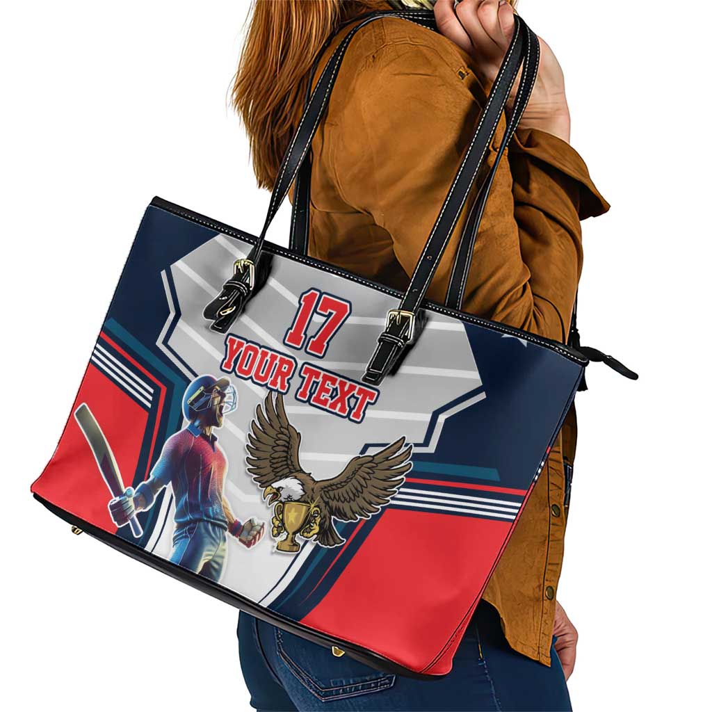 Custom United States Cricket Leather Tote Bag USA Go Champions and Eagle Mascot Style