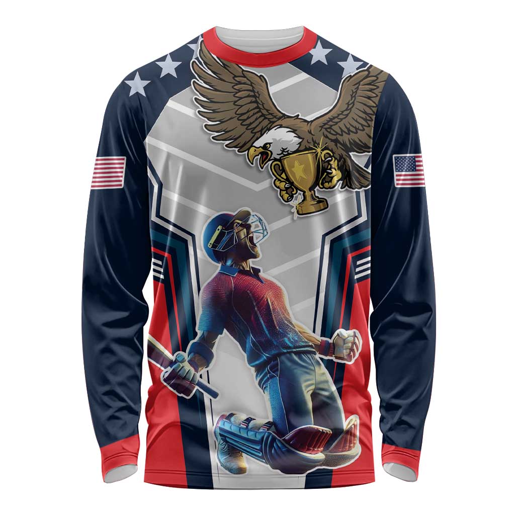 Custom United States Cricket Long Sleeve Shirt USA Go Champions and Eagle Mascot Style