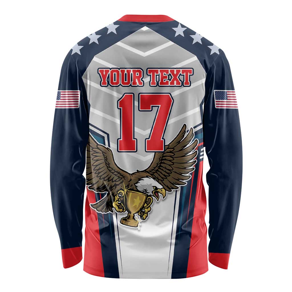 Custom United States Cricket Long Sleeve Shirt USA Go Champions and Eagle Mascot Style