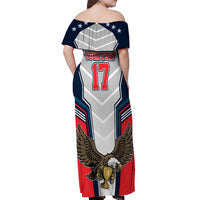 Custom United States Cricket Off Shoulder Maxi Dress USA Go Champions and Eagle Mascot Style