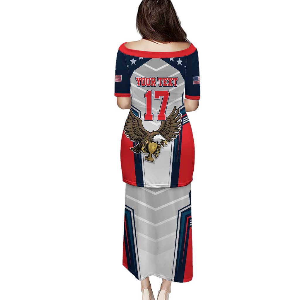 Custom United States Cricket Puletasi USA Go Champions and Eagle Mascot Style