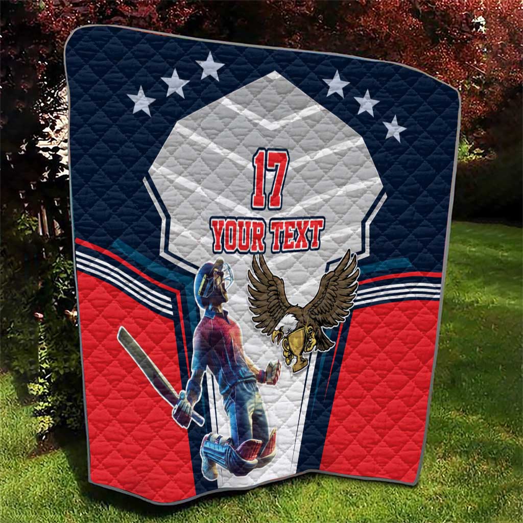 Custom United States Cricket Quilt USA Go Champions and Eagle Mascot Style