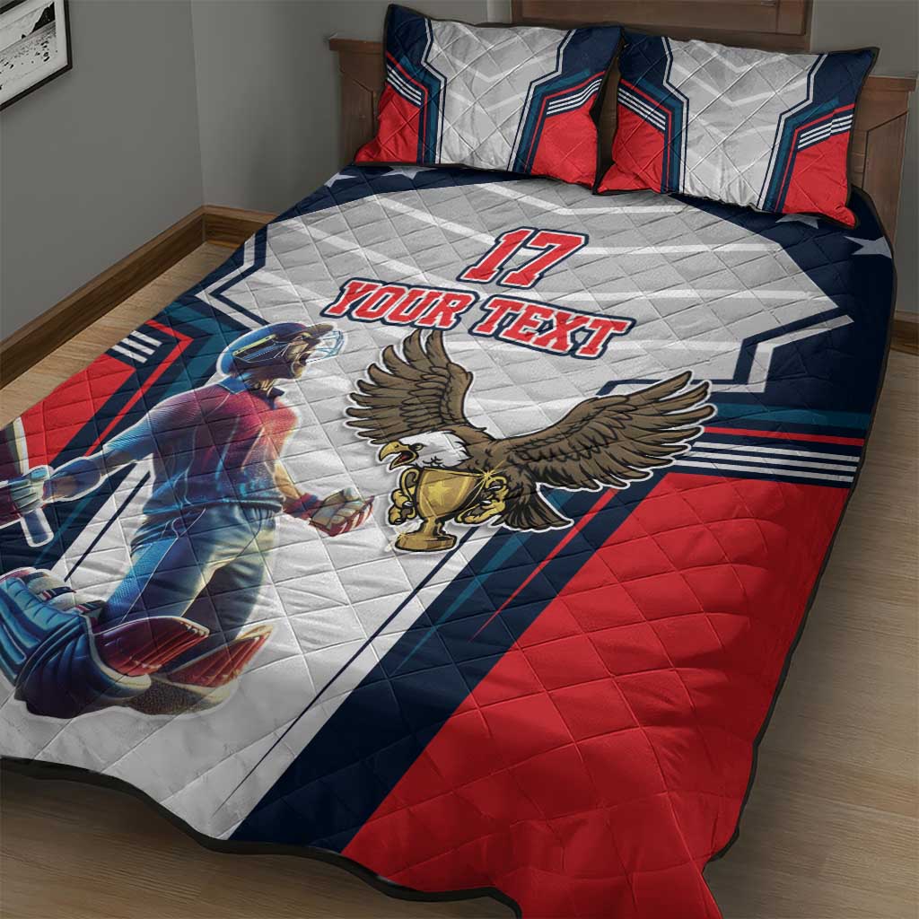 Custom United States Cricket Quilt Bed Set USA Go Champions and Eagle Mascot Style