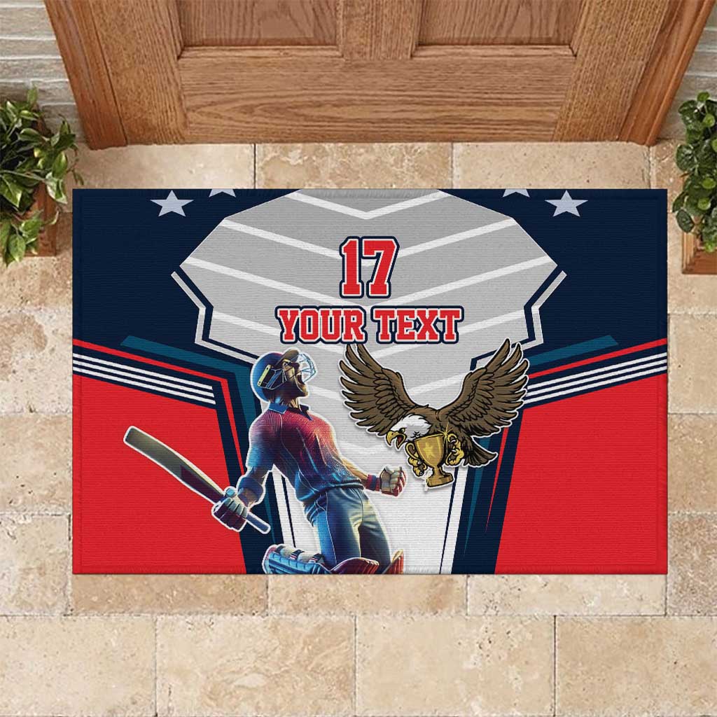 Custom United States Cricket Rubber Doormat USA Go Champions and Eagle Mascot Style