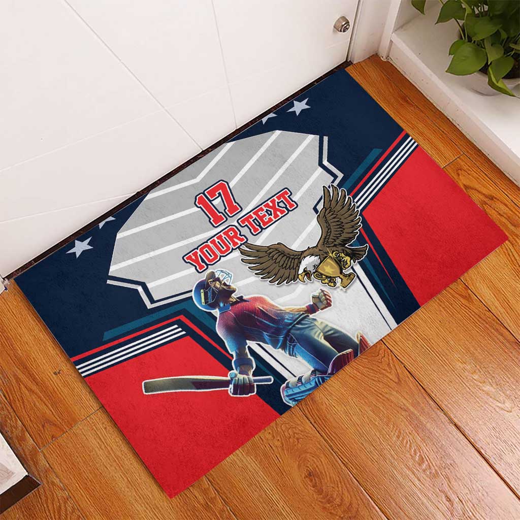 Custom United States Cricket Rubber Doormat USA Go Champions and Eagle Mascot Style