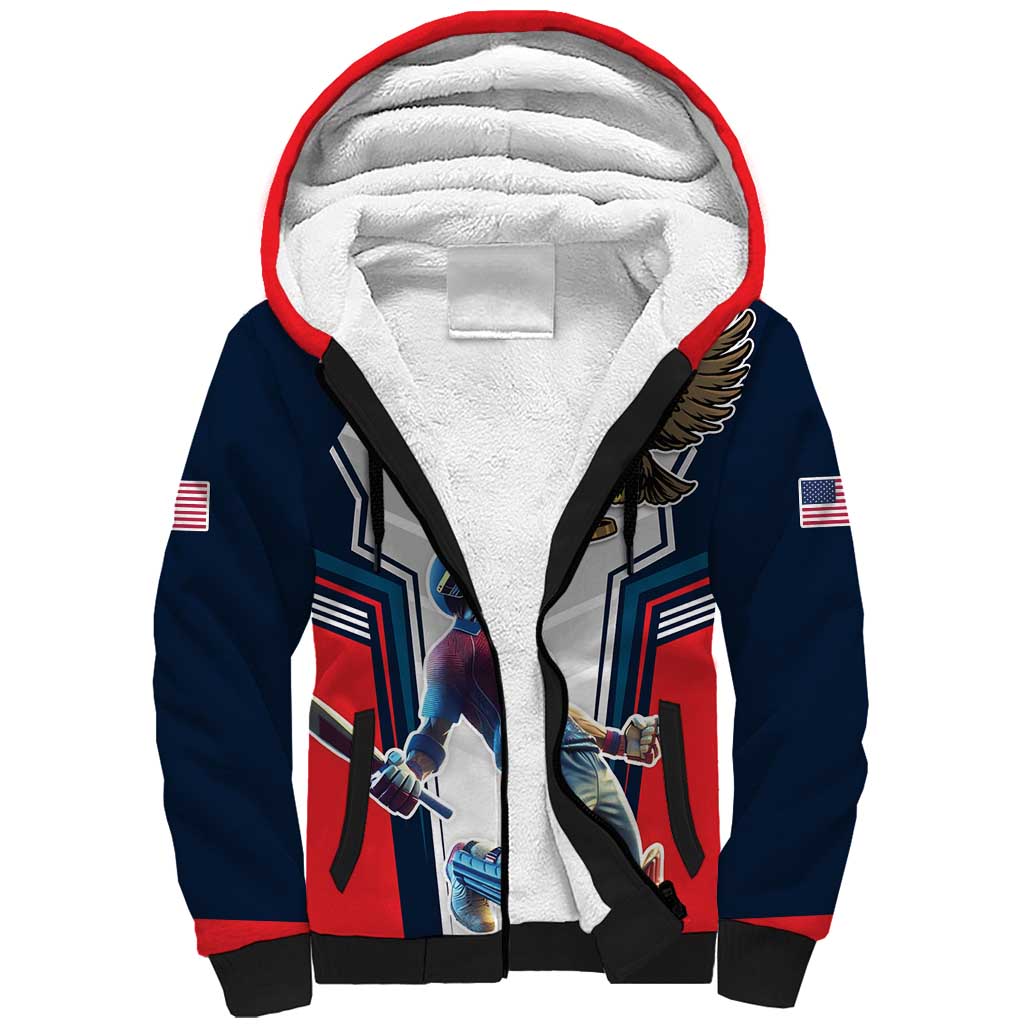 Custom United States Cricket Sherpa Hoodie USA Go Champions and Eagle Mascot Style