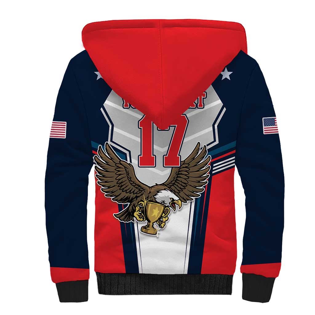 Custom United States Cricket Sherpa Hoodie USA Go Champions and Eagle Mascot Style
