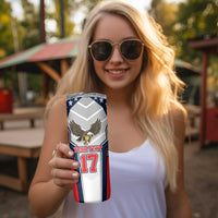 Custom United States Cricket Skinny Tumbler USA Go Champions and Eagle Mascot Style