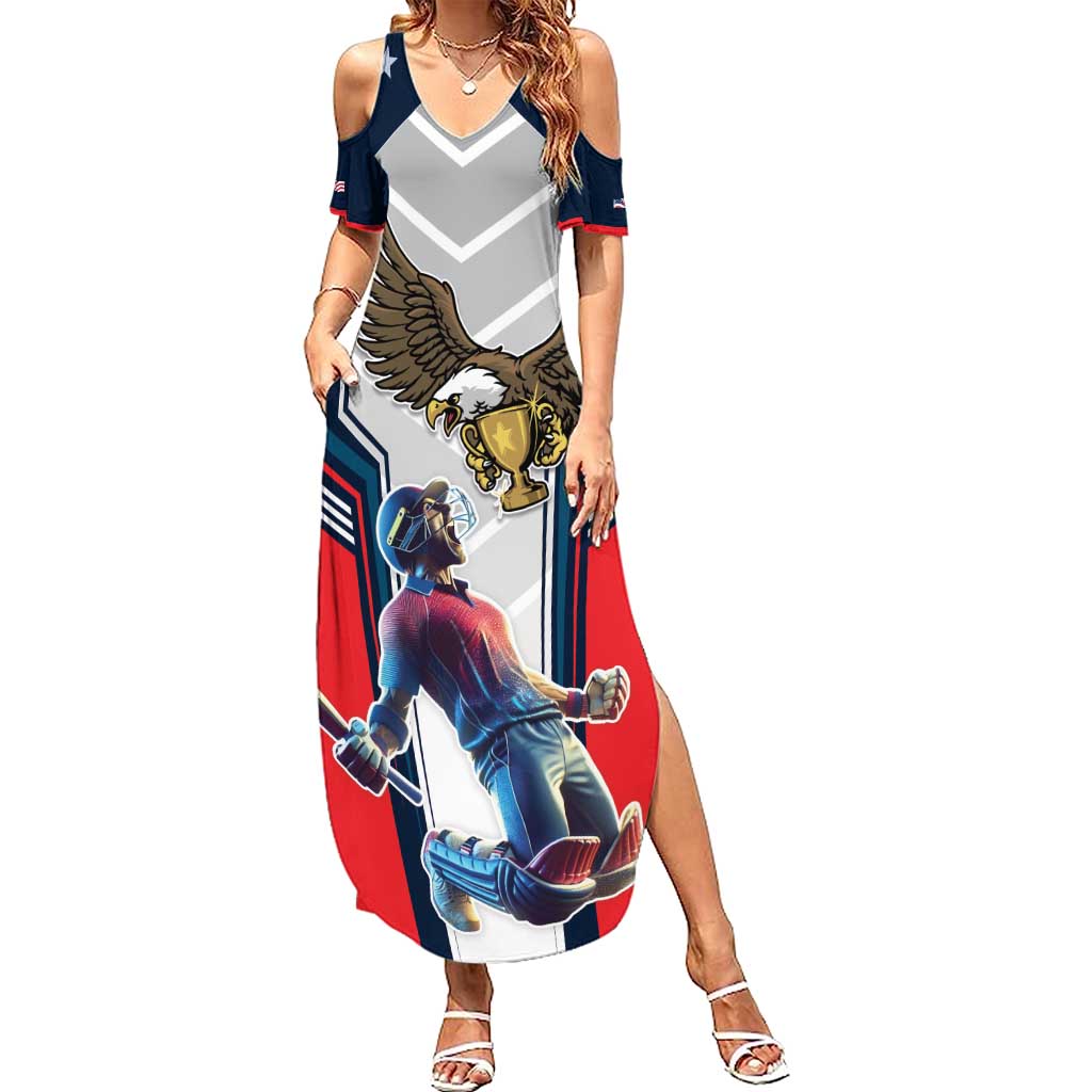 Custom United States Cricket Summer Maxi Dress USA Go Champions and Eagle Mascot Style