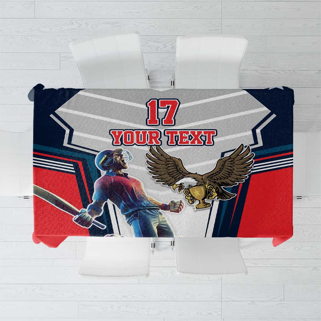Custom United States Cricket Tablecloth USA Go Champions and Eagle Mascot Style