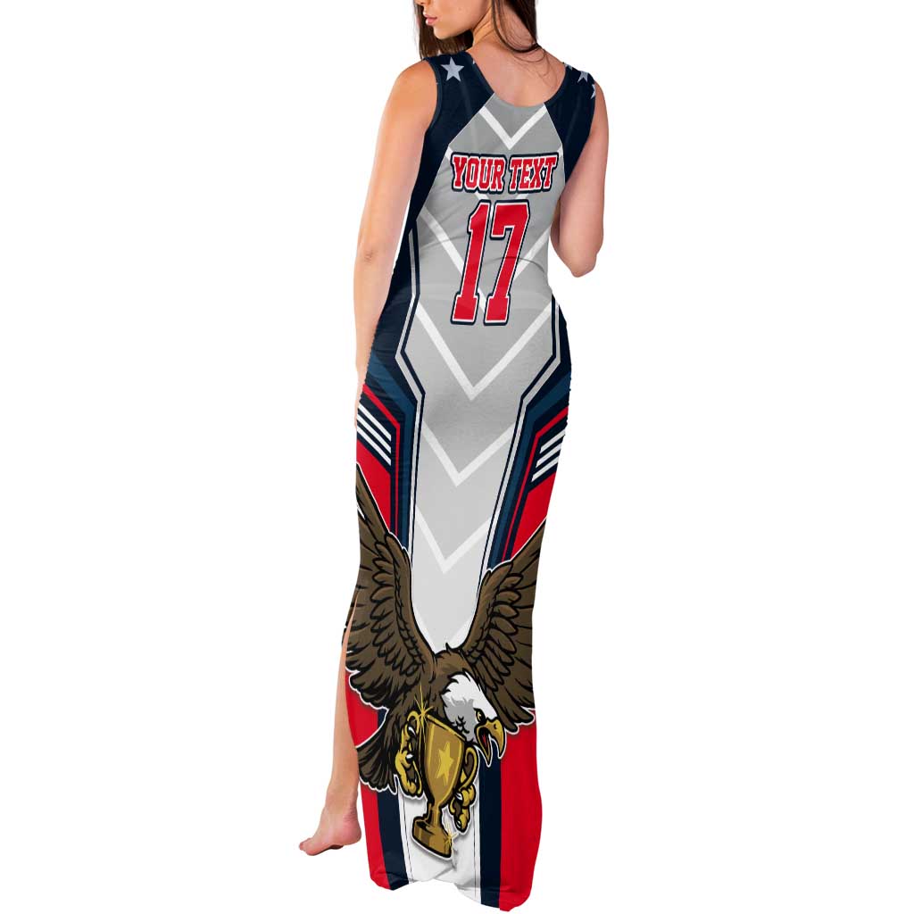 Custom United States Cricket Tank Maxi Dress USA Go Champions and Eagle Mascot Style