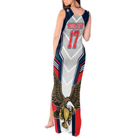 Custom United States Cricket Tank Maxi Dress USA Go Champions and Eagle Mascot Style