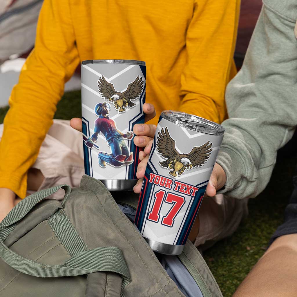 Custom United States Cricket Tumbler Cup USA Go Champions and Eagle Mascot Style