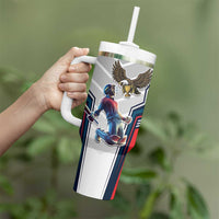 Custom United States Cricket Tumbler With Handle USA Go Champions and Eagle Mascot Style