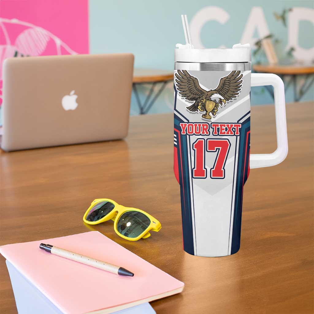 Custom United States Cricket Tumbler With Handle USA Go Champions and Eagle Mascot Style