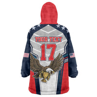 Custom United States Cricket Wearable Blanket Hoodie USA Go Champions and Eagle Mascot Style