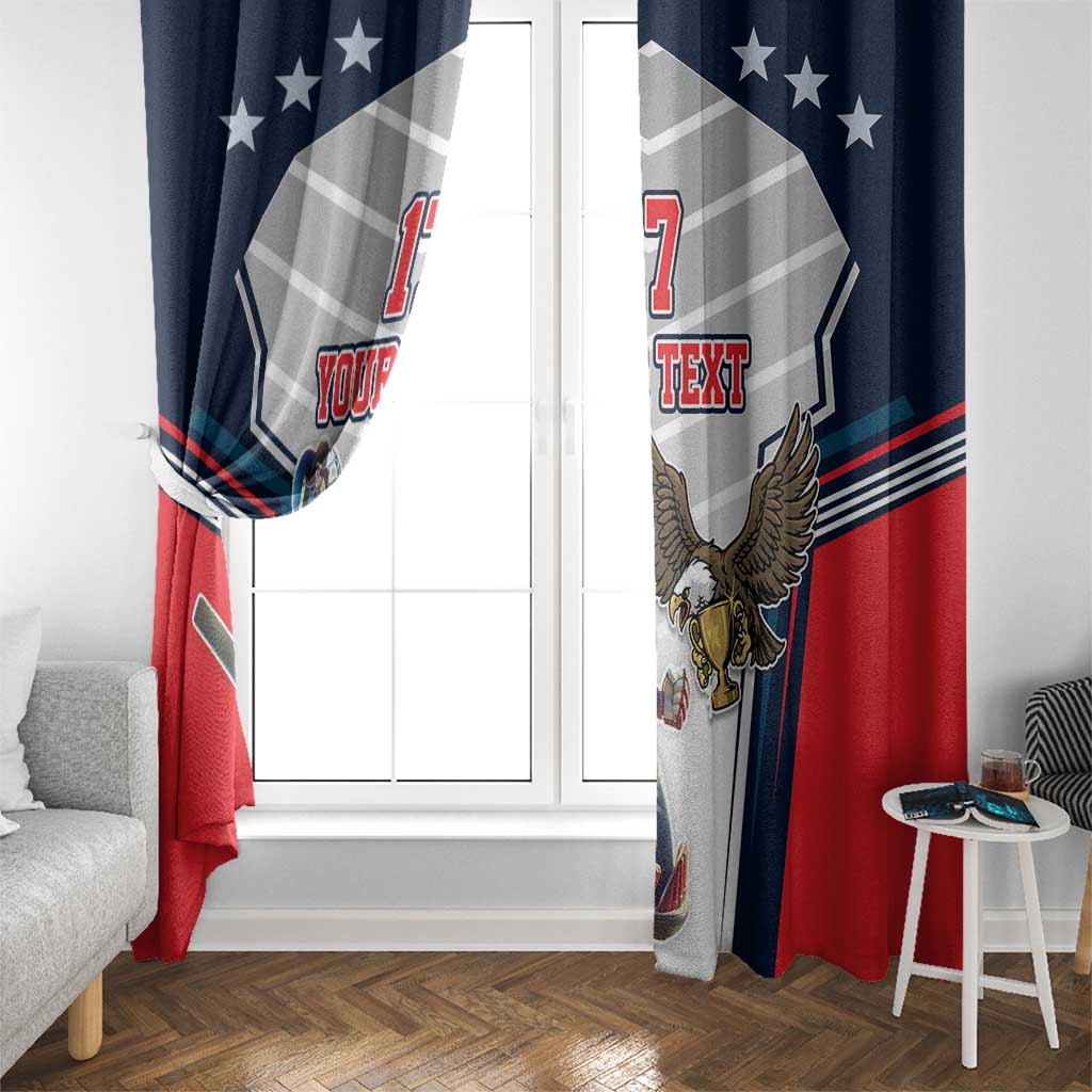 Custom United States Cricket Window Curtain USA Go Champions and Eagle Mascot Style