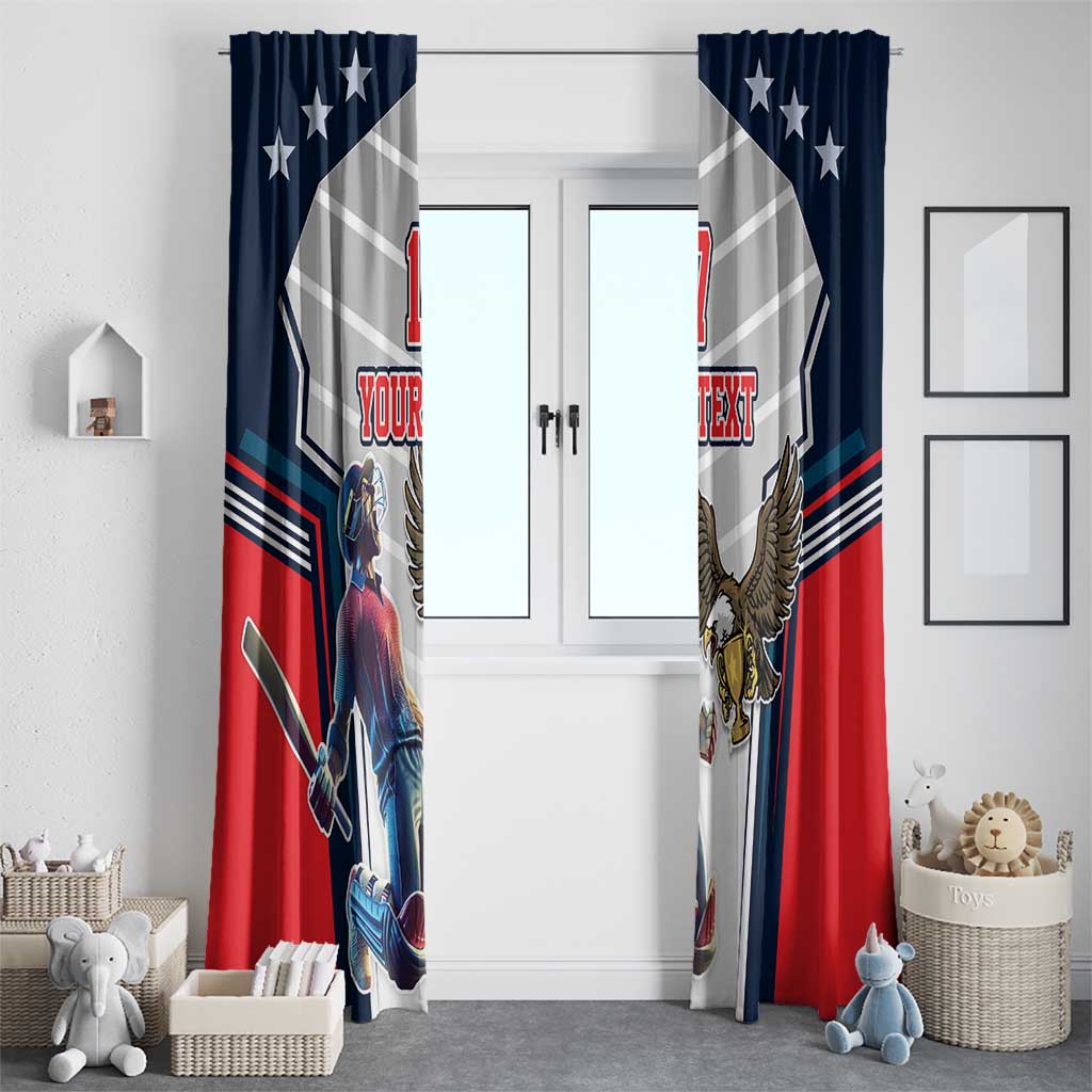 Custom United States Cricket Window Curtain USA Go Champions and Eagle Mascot Style