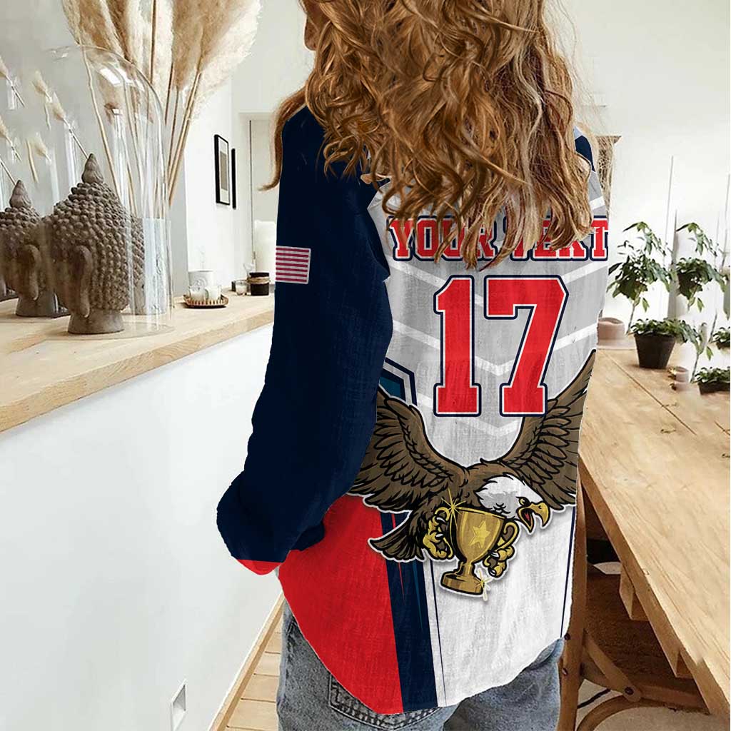 Custom United States Cricket Women Casual Shirt USA Go Champions and Eagle Mascot Style