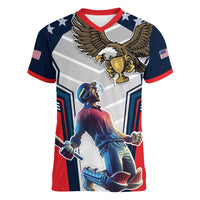 Custom United States Cricket Women V-Neck T-Shirt USA Go Champions and Eagle Mascot Style