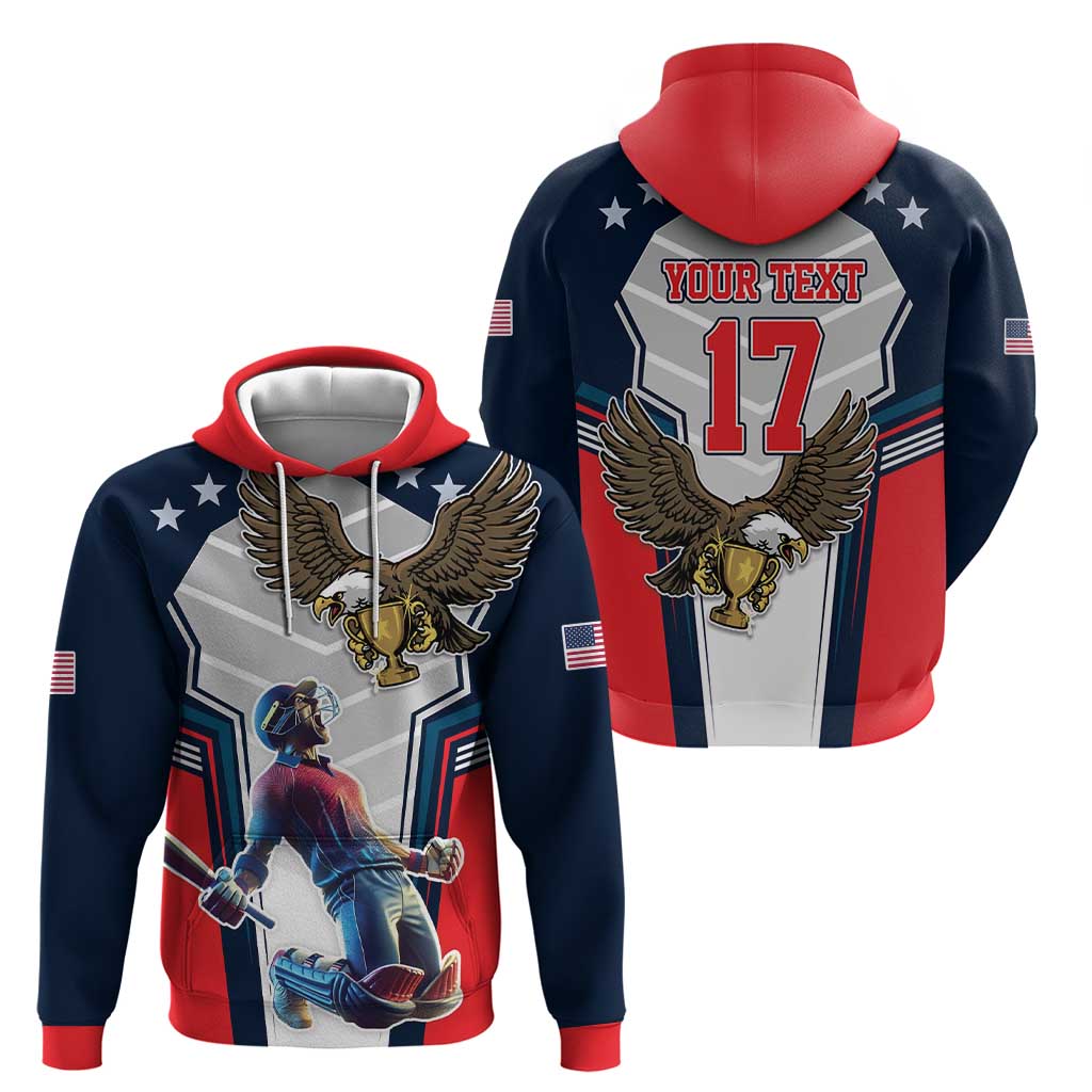Custom United States Cricket Zip Hoodie USA Go Champions and Eagle Mascot Style