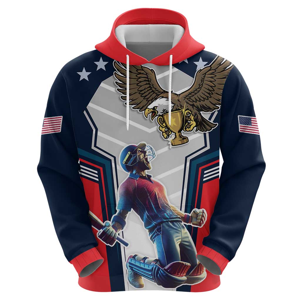 Custom United States Cricket Zip Hoodie USA Go Champions and Eagle Mascot Style