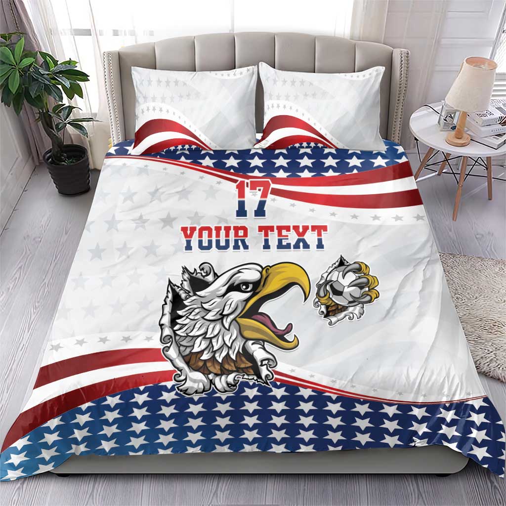 Custom United States Soccer Bedding Set USA Eagle Mascot Style