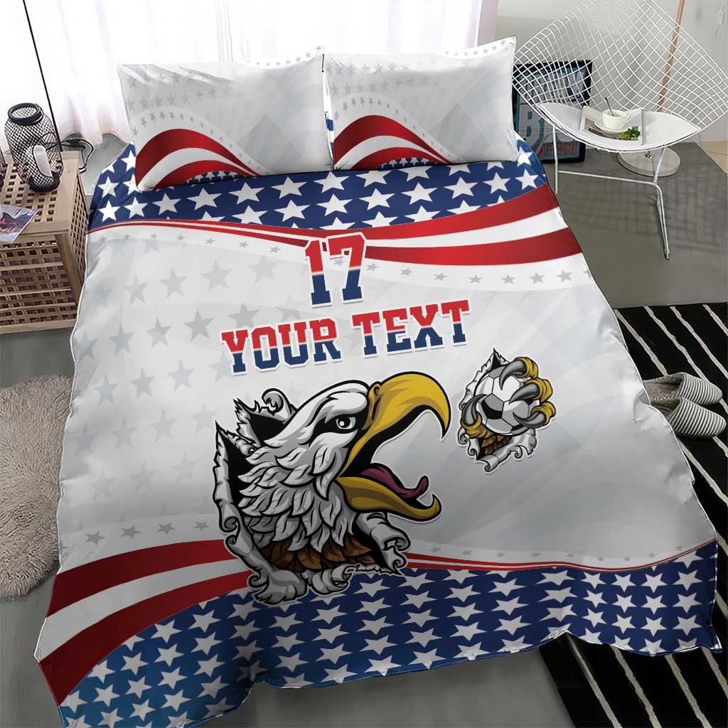 Custom United States Soccer Bedding Set USA Eagle Mascot Style