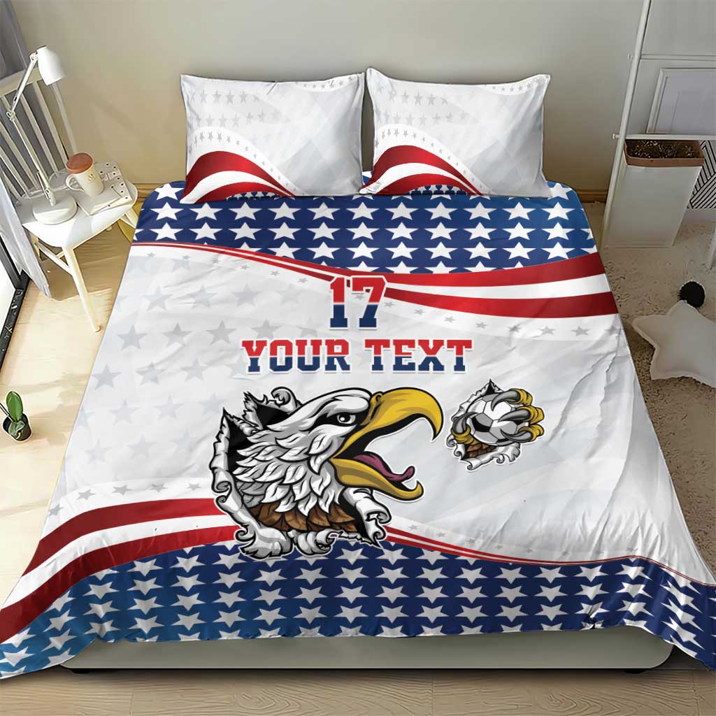 Custom United States Soccer Bedding Set USA Eagle Mascot Style