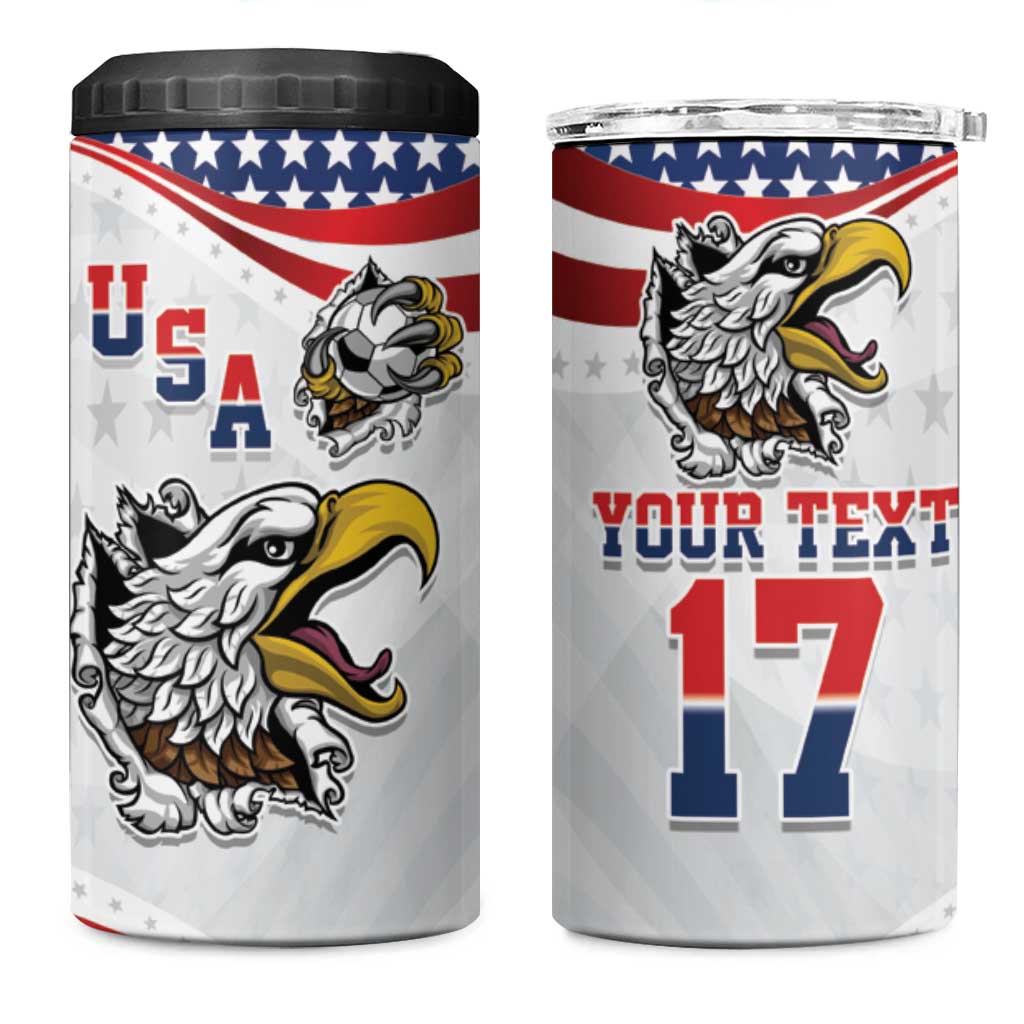 Custom United States Soccer 4 in 1 Can Cooler Tumbler USA Eagle Mascot Style
