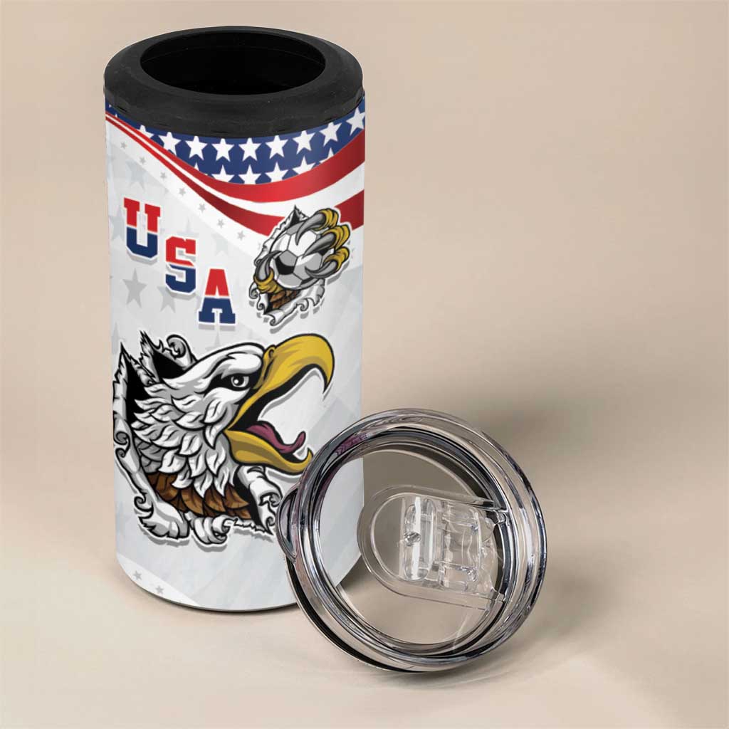 Custom United States Soccer 4 in 1 Can Cooler Tumbler USA Eagle Mascot Style