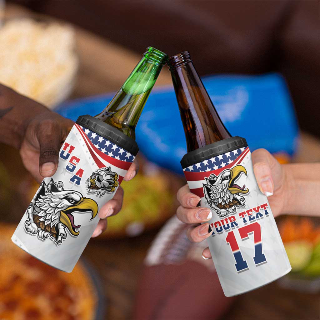 Custom United States Soccer 4 in 1 Can Cooler Tumbler USA Eagle Mascot Style