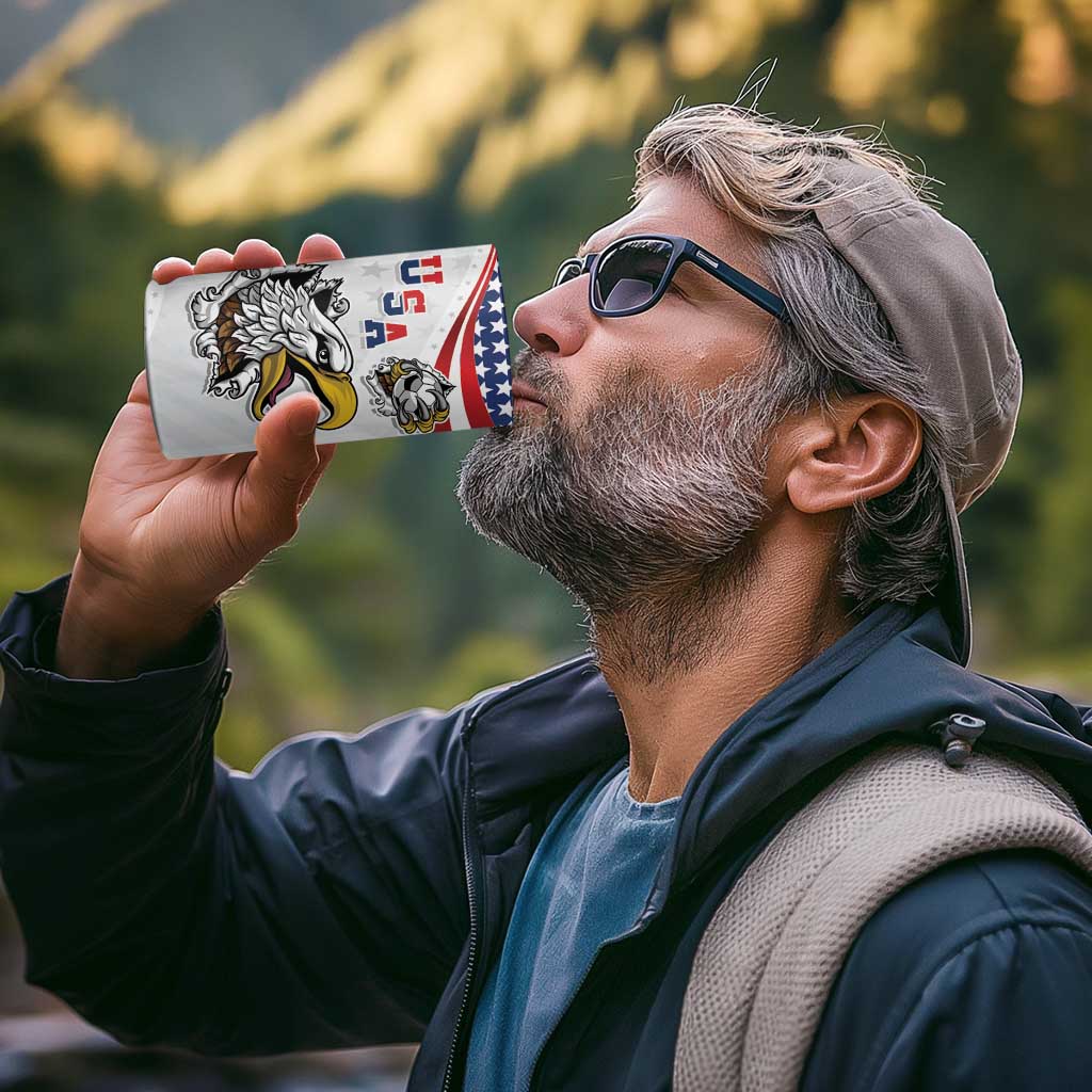 Custom United States Soccer 4 in 1 Can Cooler Tumbler USA Eagle Mascot Style