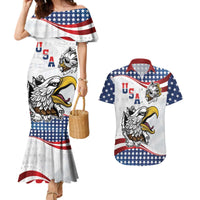 Custom United States Soccer Couples Matching Mermaid Dress and Hawaiian Shirt USA Eagle Mascot Style