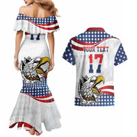 Custom United States Soccer Couples Matching Mermaid Dress and Hawaiian Shirt USA Eagle Mascot Style