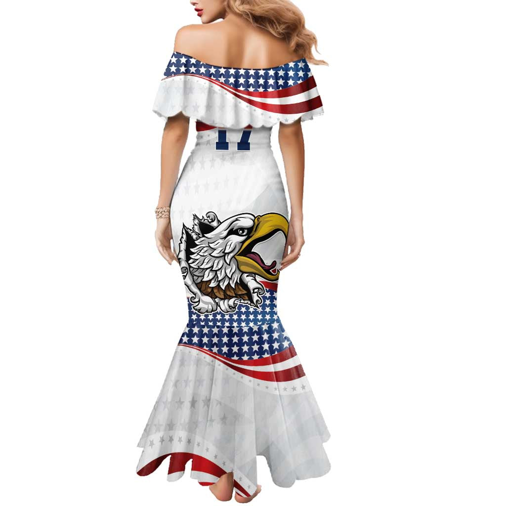Custom United States Soccer Family Matching Mermaid Dress and Hawaiian Shirt USA Eagle Mascot Style