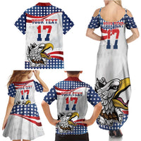 Custom United States Soccer Family Matching Summer Maxi Dress and Hawaiian Shirt USA Eagle Mascot Style